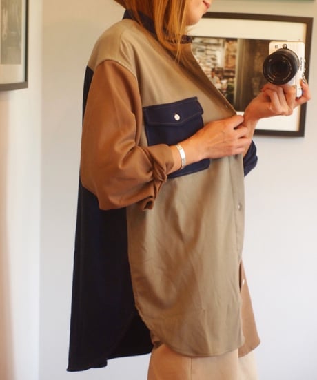 "MODEM DESIGN" No Collar Long Sleeve Shirts
