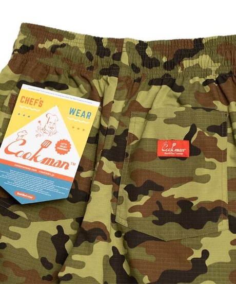 "COOKMAN"Chef Pants「Ripstop」 Woodland Camo Green