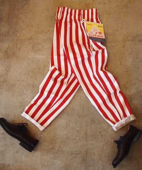 "COOKMAN"Chef Pants[Wide Stripe/Red]