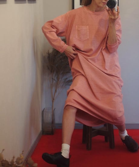 "GOOD ON" L/S POCKET TEE MAXI ONE PIECE