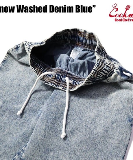 "COOKMAN" Chef Pants Short [Snow Washed Denim Blue]