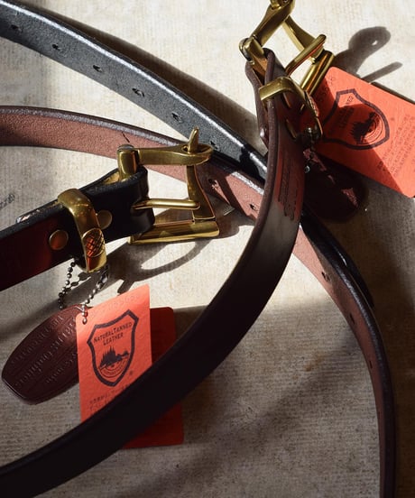 "BARNS" Tochigi Leather Fireman Gold buckle Belt