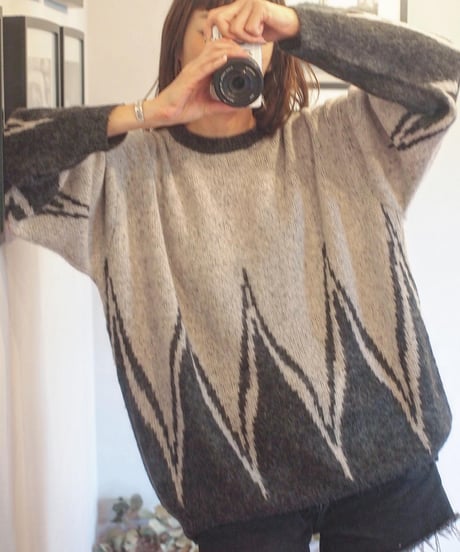 "MODEM DESIGN" Mohair Knit Crew