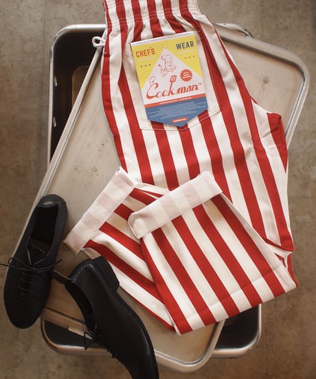 "COOKMAN"Chef Pants[Wide Stripe/Red]