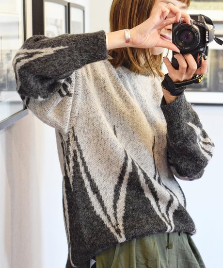 "MODEM DESIGN" Mohair Knit Crew