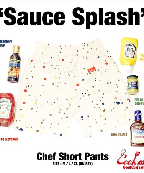 "COOKMAN" Chef Pants Short[Sauce Splash]