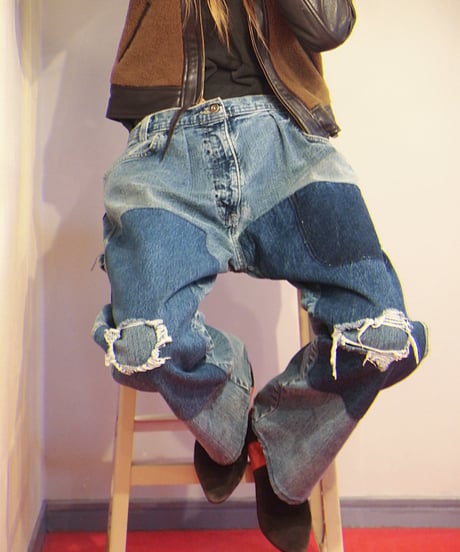 "SUNNY SIDE UP" Re Denim Painter Pants
