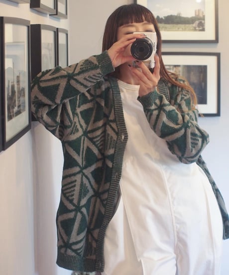 "MODEM DESIGN"  Jacquard Knit Cardigan