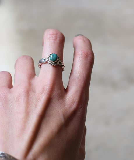 " NAVAJO " Fox Turquoise Silver Twist Ring