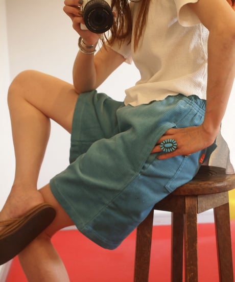 "COOKMAN"Chef Pants Short Corduroy [Turquoise Blue]