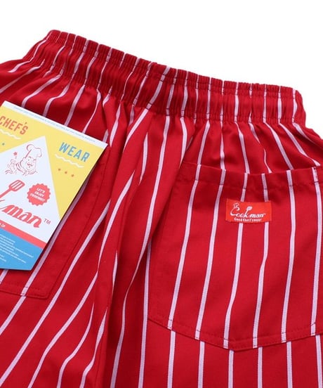 "COOKMAN" Chef Pants[Pin Strip(RED)]