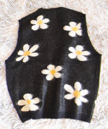 "TOWN CRAFT" SHAGGY PATTERN ZIP KNIT VEST
