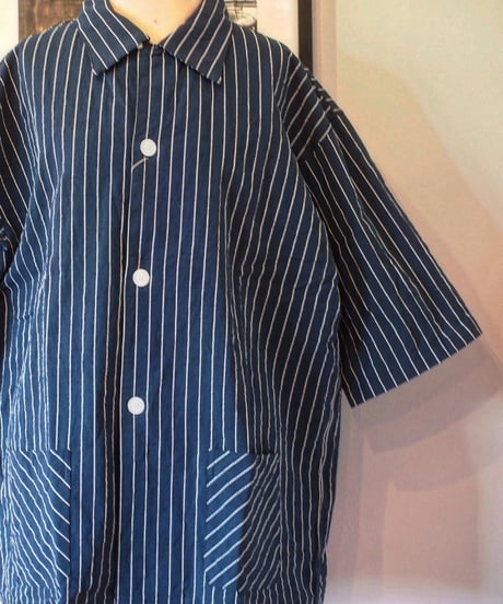 "MODEM DESIGN" Short Sleeve Stripe Shirts