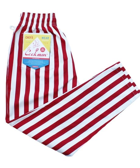 "COOKMAN"Chef Pants[Wide Stripe/Red]
