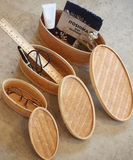 "hint hint"Oval Bamboo Box(3 Size One Set)