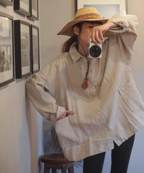 "MODEM DESIGN" Cotton×Linen Long Sleeve Shirts