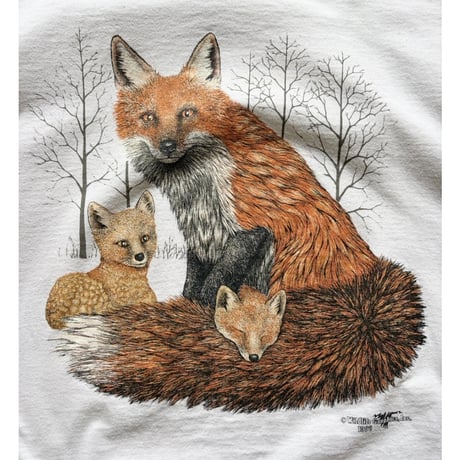 Made in USA / 90's Fox Printed Tee / White XL / Used