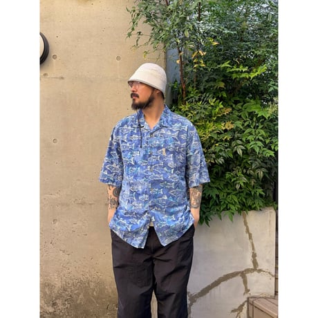 00's Columbia / Fish Patterned Open Color Shirt / L / Used
