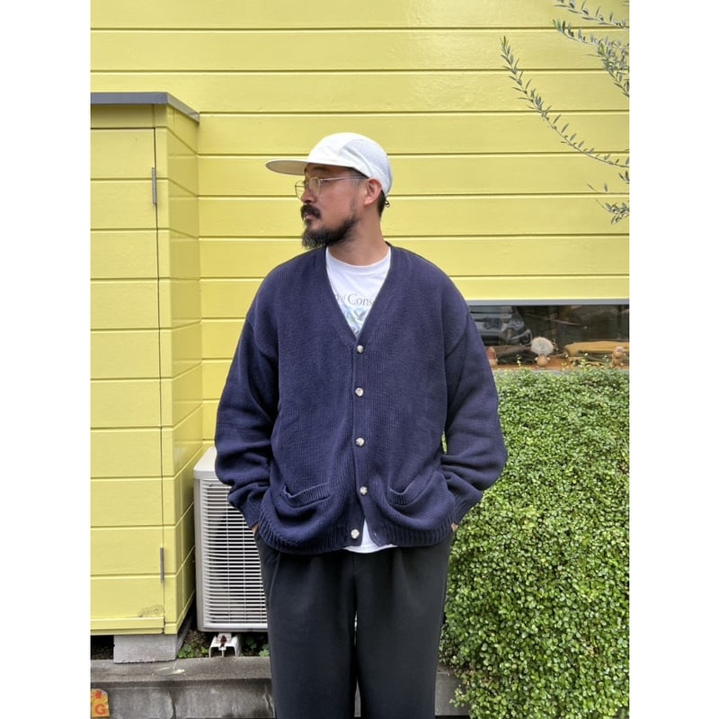 90's Eddie Bauer / Cotton Cardigan / Navy XXL /