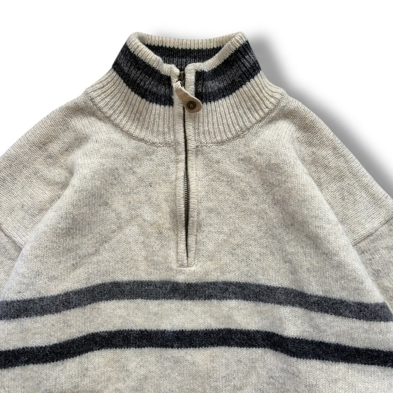00's Columbia / Half Zip Wool Knit / Natural XL