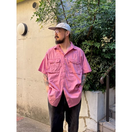 90's L.L.Bean / Cotton Field Shirt / Peach XL / Used
