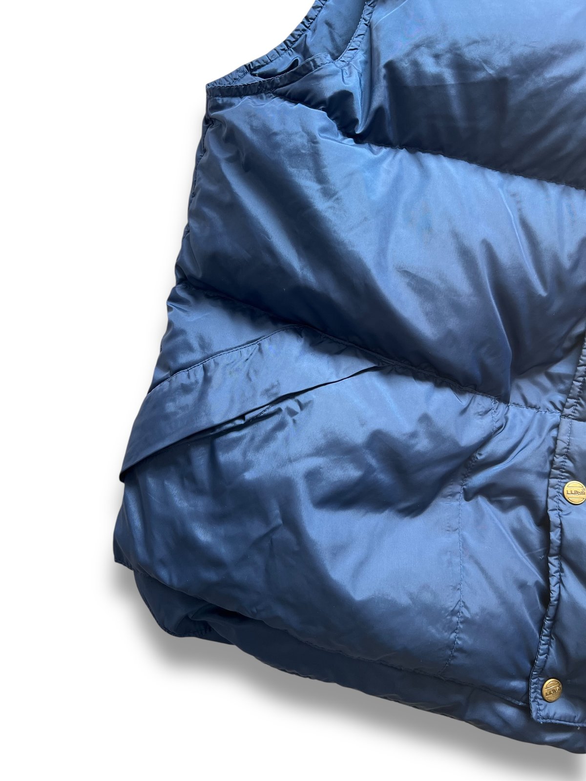 90's L.L.Bean / Nylon Down Vest / Navy L / Used