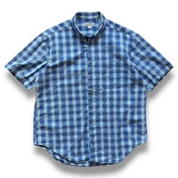 Made in USA / 80's L.L.Bean / Plaid Seersucker Shirt / XL / Used