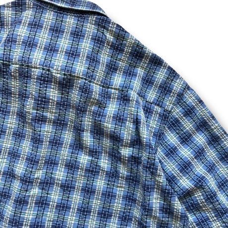 Made in USA / 80's L.L.Bean / Plaid Seersucker Shirt / XL / Used