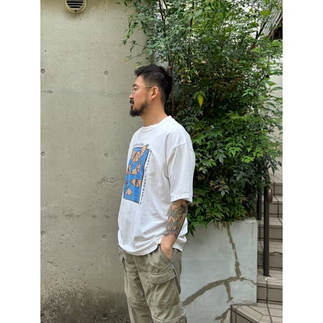 Made in CANADA / 90's Butterfly Printed Tee / White XL / Used