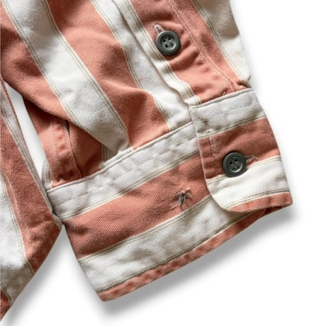90s GAP / Striped Work Shirt / Coral L / Used