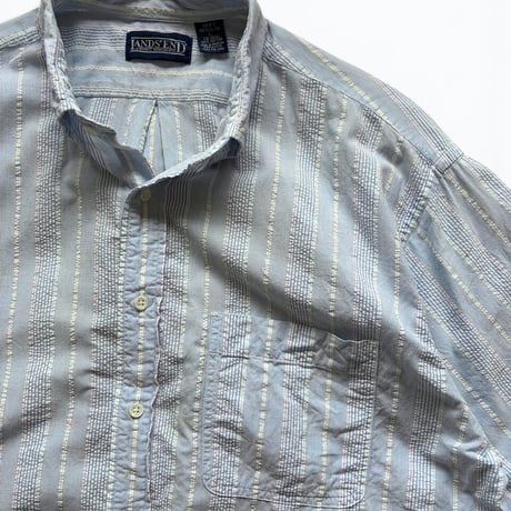 LANDS'END / Striped Seersucker B.D.Shirt / L / Used