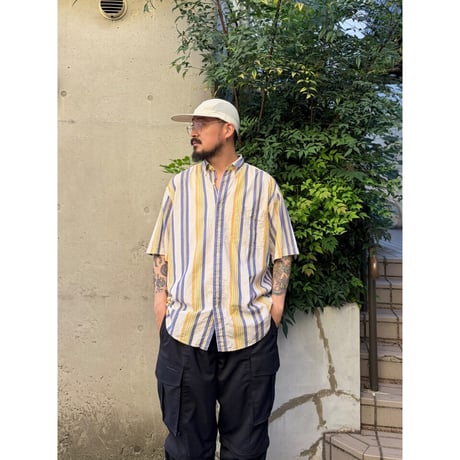 90's BANANA REPUBRIC / Striped B.D.Shirt / L / Used