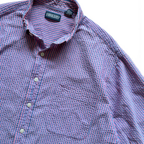 LANDS'END / Striped Seersucker Shirt / Cotton Candy XL / Used