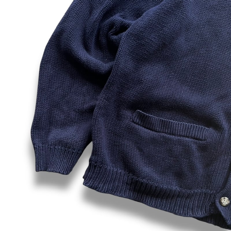 90's Eddie Bauer / Cotton Cardigan / Navy XXL /