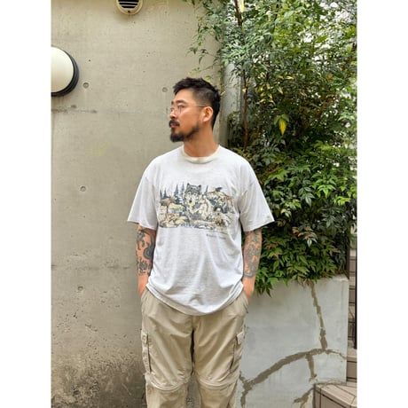 90's Printed Wild Tee / Ash XL相当 / Used