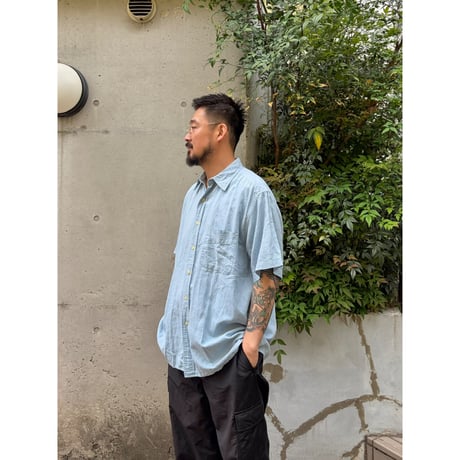 00's Eddie Bauer / Linen Shirt / Lt.Blue L / Used