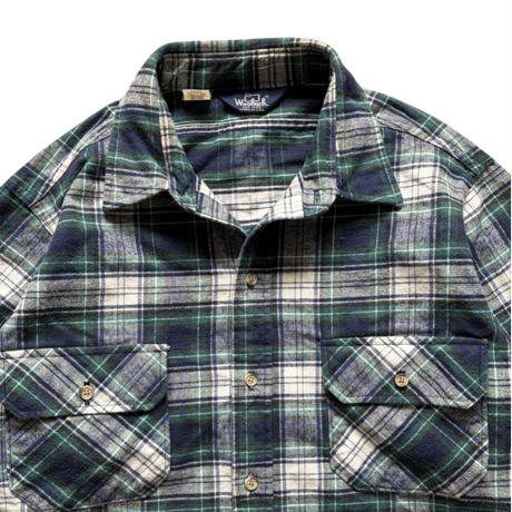 Made in USA / 80's Woolrich / Plaid Flannel Field Shirt / XL / Used