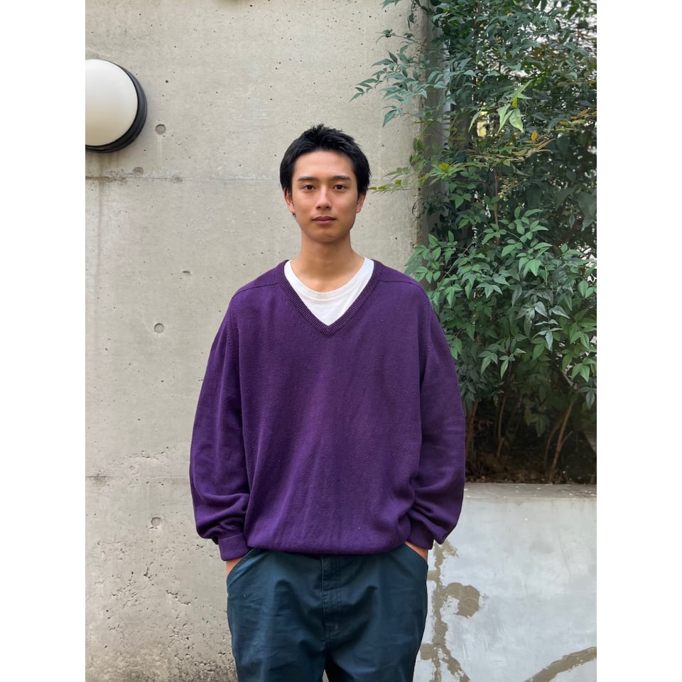 【80s】LLBEANエルエルビーン Vネックコットンニット usa製 L Made in USA / 80's L.L.Bean / Cotton V Neck Kni
