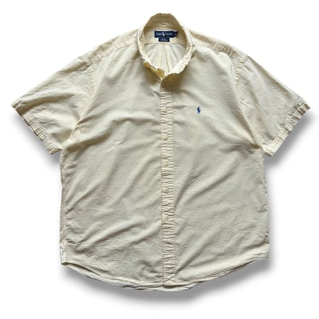 Ralph Lauren / "BLAKE" Striped Seersucker B.D.Shirt / Yellow XL / Used