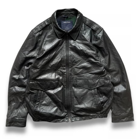 nautica / Leather Jacket / Black L / Used