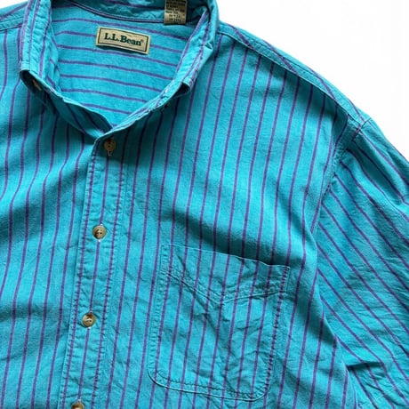 80-90's L.L.Bean / Striped B.D.Shirt / M / Used