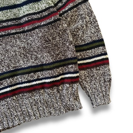 90's J.CREW / Cotton Border Knit / XL / Used