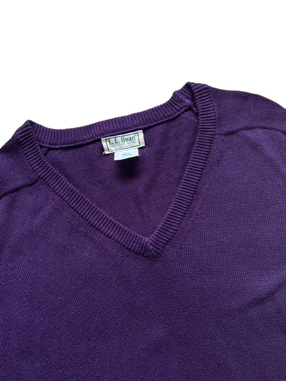 Made in USA / 80's L.L.Bean / Cotton V Neck Kni