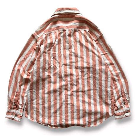 90s GAP / Striped Work Shirt / Coral L / Used