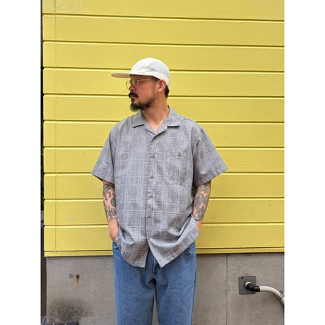 haggar / Plaid Open Collared Shirt / Grey XL / Used
