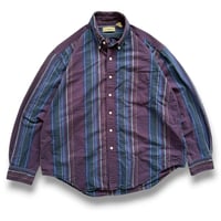80's L.L.Bean / Striped B.D.Shirt / XL / Used