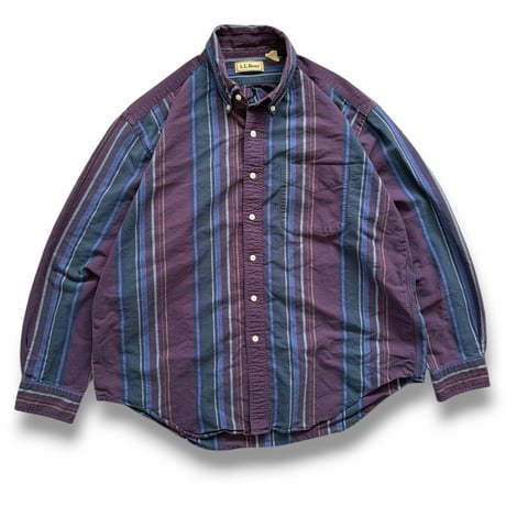 80's L.L.Bean / Striped B.D.Shirt / XL / Used
