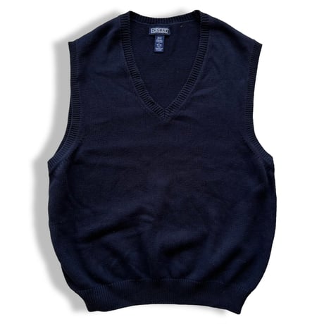Made in USA / LANDS'END / Cotton Knit Vest / Black L / Used