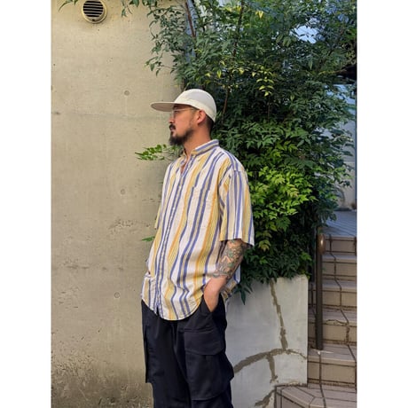 90's BANANA REPUBRIC / Striped B.D.Shirt / L / Used