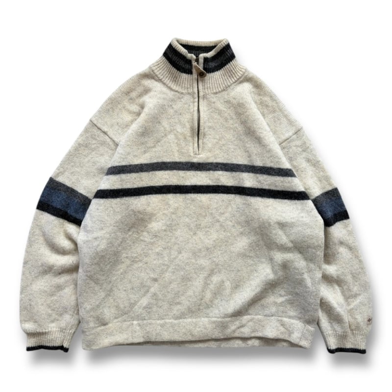 00's Columbia / Half Zip Wool Knit / Natural XL